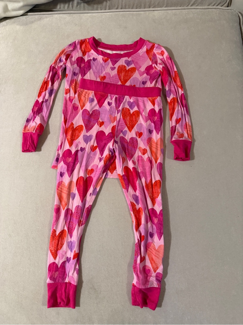 Little Sleepies Pink Heart-Print two-Piece Pajamas